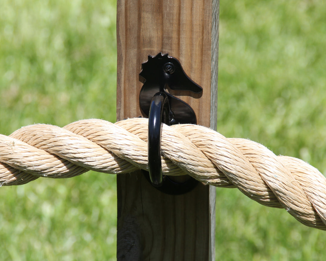 Metal Seahorse Nautical Rope Fence Bracket, Light Strand Holder - exteriorplastics - Post Cap - plastic fencing - coastal decoration - nautical decorations - beach house decorations - Florida landscaping - coastal landscaping - nautical landscaping - nautical fences - nautical gates - home improvement - home decor - fencing and barriers