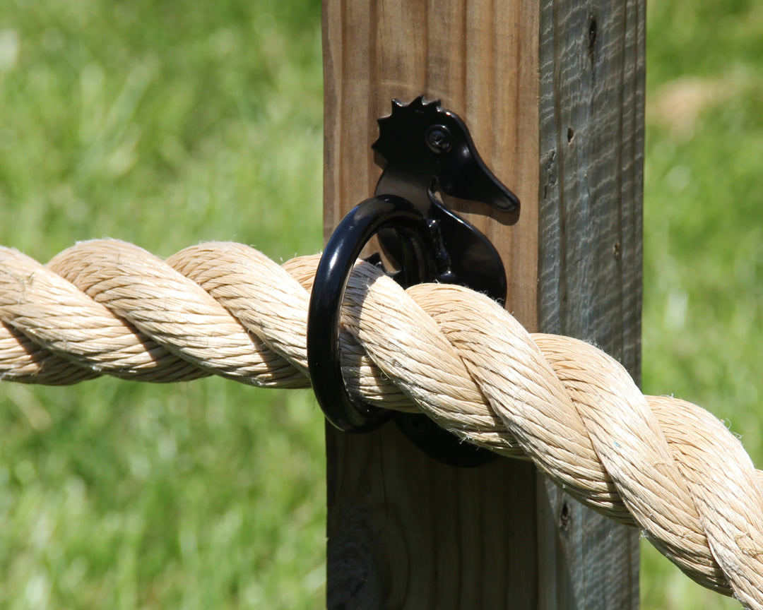 Metal Seahorse Nautical Rope Fence Bracket, Light Strand Holder - exteriorplastics - Post Cap - plastic fencing - coastal decoration - nautical decorations - beach house decorations - Florida landscaping - coastal landscaping - nautical landscaping - nautical fences - nautical gates - home improvement - home decor - fencing and barriers