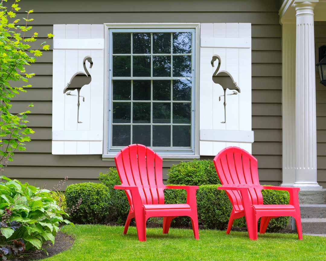 Flamingo Design Plastic Window Shutters (Sold in Pairs) - exteriorplastics - Mailbox Accessories - plastic fencing - coastal decoration - nautical decorations - beach house decorations - Florida landscaping - coastal landscaping - nautical landscaping - nautical fences - nautical gates - home improvement - home decor - fencing and barriers