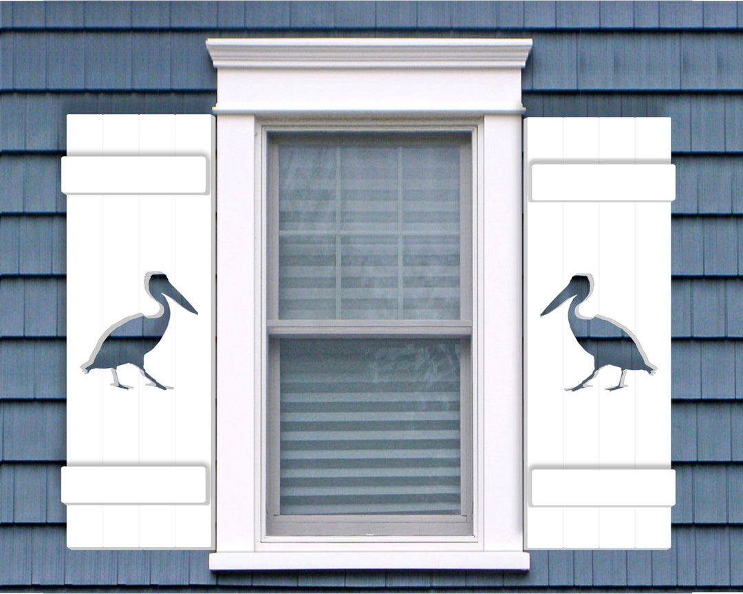 Pelican Design Plastic Window Shutters (Sold in Pairs) - exteriorplastics - Mailbox Accessories - plastic fencing - coastal decoration - nautical decorations - beach house decorations - Florida landscaping - coastal landscaping - nautical landscaping - nautical fences - nautical gates - home improvement - home decor - fencing and barriers