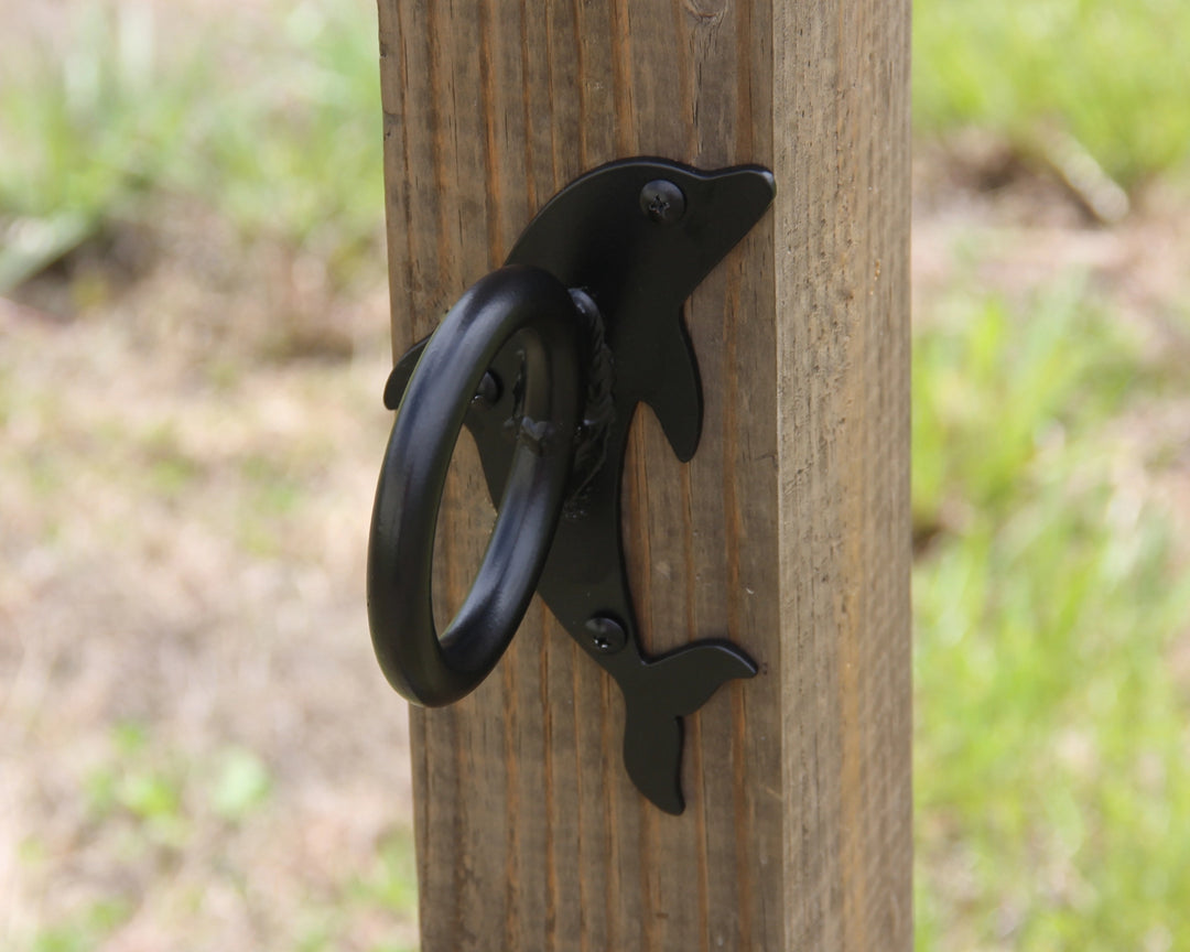 Metal Dolphin Nautical Rope Fence Bracket, Light Strand Holder - exteriorplastics - Post Cap - plastic fencing - coastal decoration - nautical decorations - beach house decorations - Florida landscaping - coastal landscaping - nautical landscaping - nautical fences - nautical gates - home improvement - home decor - fencing and barriers