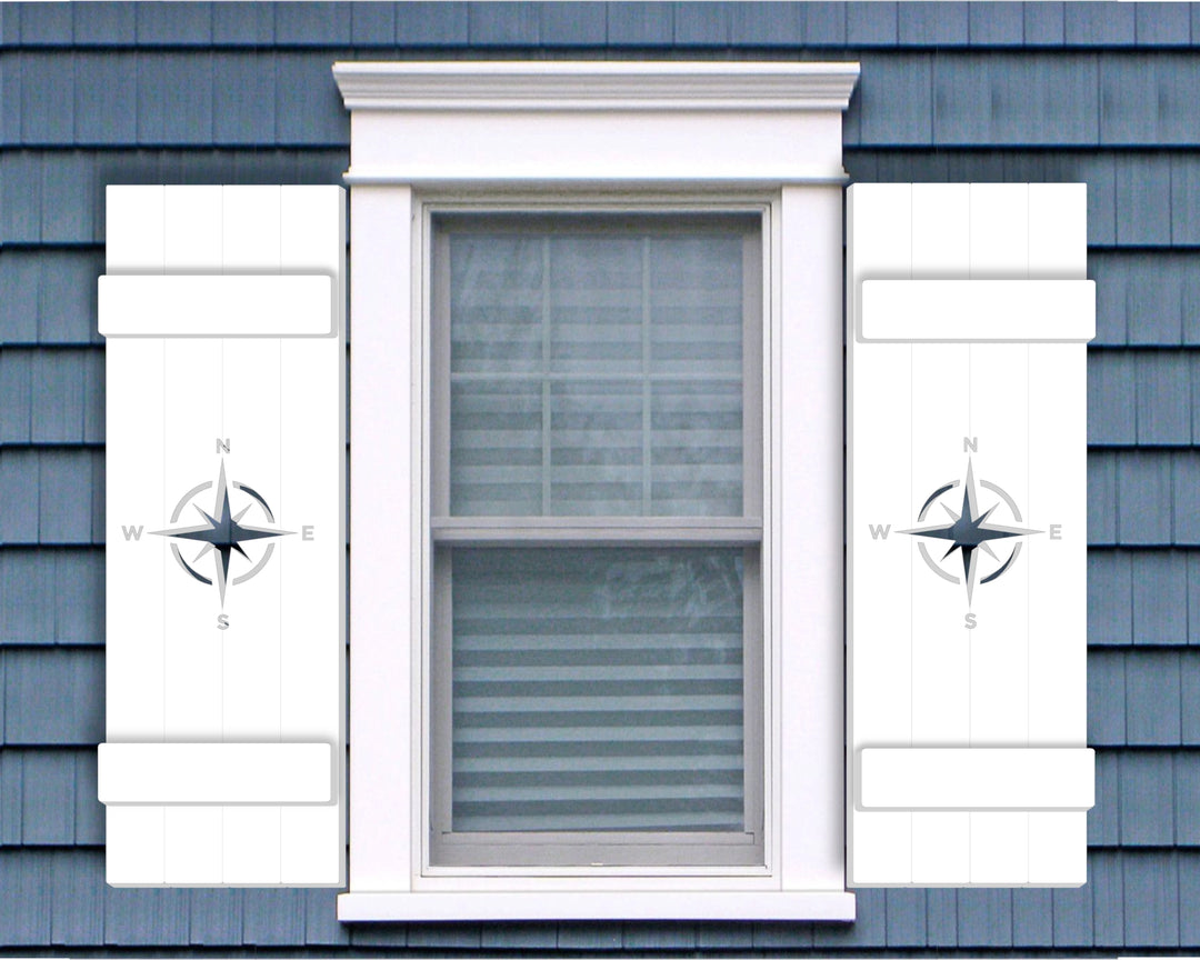 Compass Design Plastic Window Shutters (Sold in Pairs) - exteriorplastics - Mailbox Accessories - plastic fencing - coastal decoration - nautical decorations - beach house decorations - Florida landscaping - coastal landscaping - nautical landscaping - nautical fences - nautical gates - home improvement - home decor - fencing and barriers
