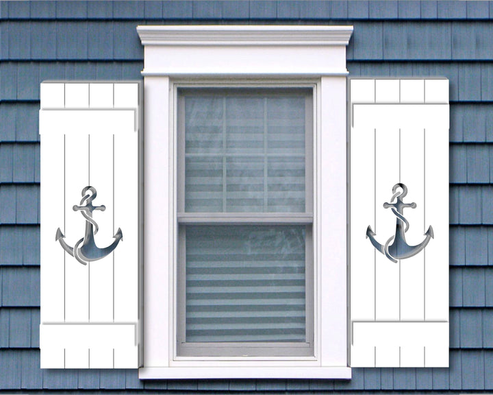 Anchor Design Plastic Window Shutters (Sold in Pairs) - exteriorplastics - Mailbox Accessories - plastic fencing - coastal decoration - nautical decorations - beach house decorations - Florida landscaping - coastal landscaping - nautical landscaping - nautical fences - nautical gates - home improvement - home decor - fencing and barriers