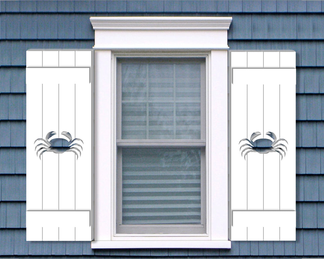 Crab Design Plastic Window Shutters (Sold in Pairs) - exteriorplastics - Mailbox Accessories - plastic fencing - coastal decoration - nautical decorations - beach house decorations - Florida landscaping - coastal landscaping - nautical landscaping - nautical fences - nautical gates - home improvement - home decor - fencing and barriers