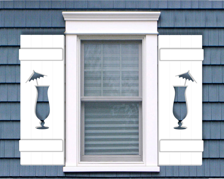 Tropical Drink Design Plastic Window Shutters (Sold in Pairs) - exteriorplastics - Mailbox Accessories - plastic fencing - coastal decoration - nautical decorations - beach house decorations - Florida landscaping - coastal landscaping - nautical landscaping - nautical fences - nautical gates - home improvement - home decor - fencing and barriers