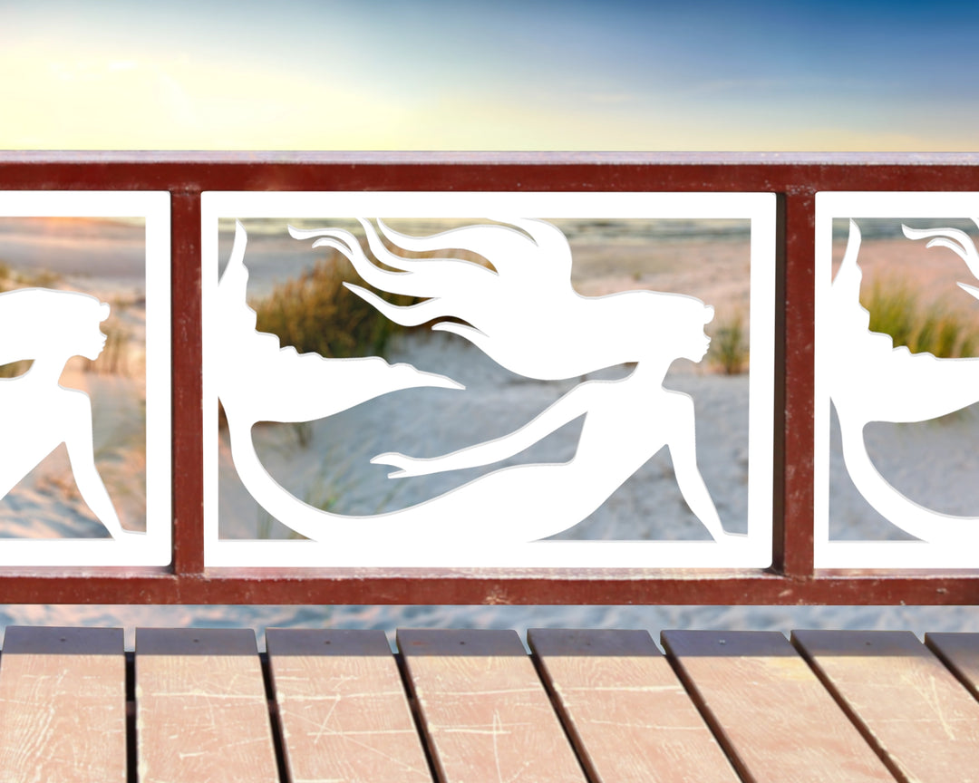 Mermaid Plastic Fence Panel Insert - exteriorplastics - Fence Panels - plastic fencing - coastal decoration - nautical decorations - beach house decorations - Florida landscaping - coastal landscaping - nautical landscaping - nautical fences - nautical gates - home improvement - home decor - fencing and barriers