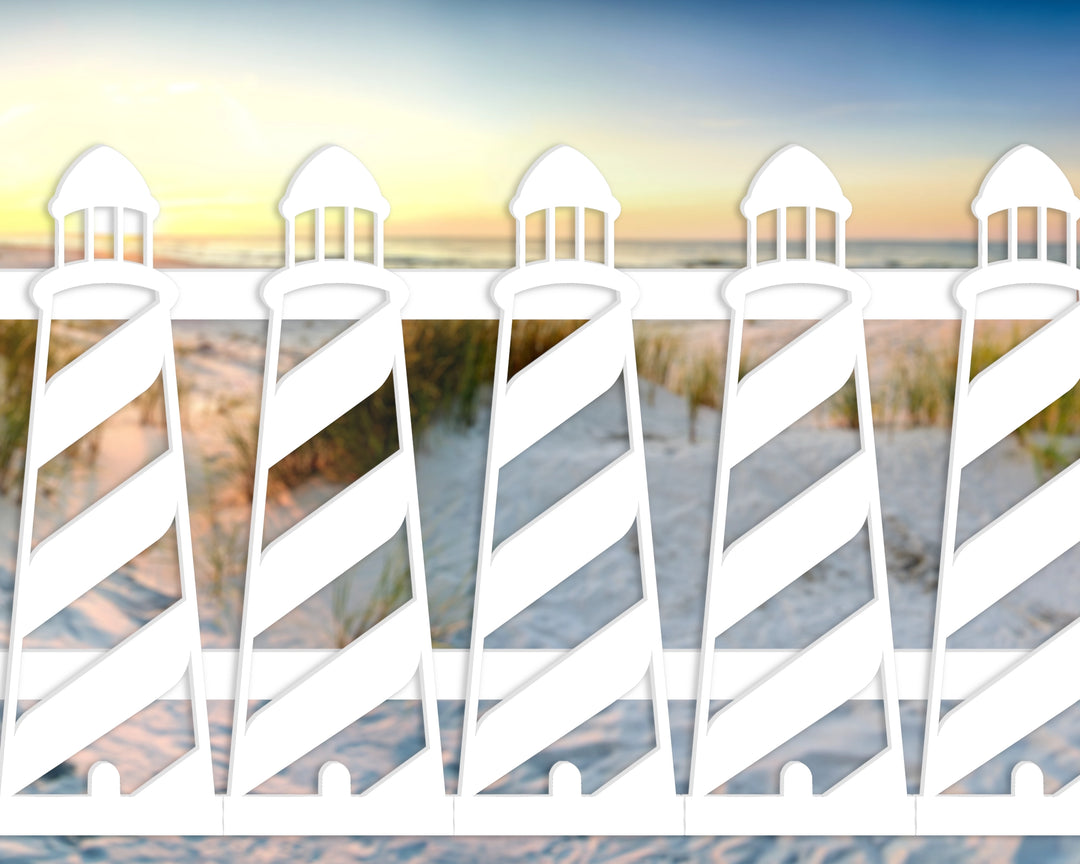 Light House Plastic Picket Fence Panel - 36" Tall - exteriorplastics - Fence Panels - plastic fencing - coastal decoration - nautical decorations - beach house decorations - Florida landscaping - coastal landscaping - nautical landscaping - nautical fences - nautical gates - home improvement - home decor - fencing and barriers