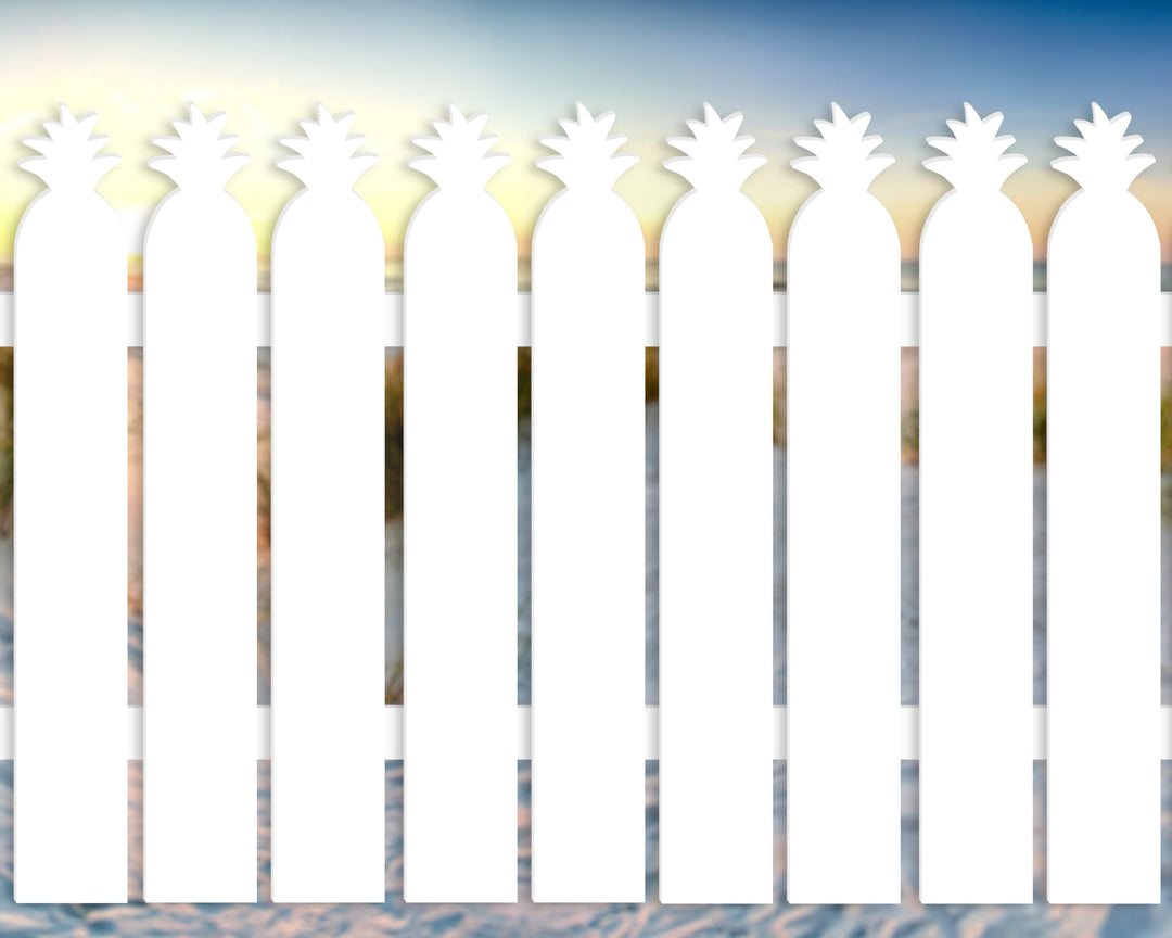 Pineapple Plastic Picket Fence Panel - 36" Tall - exteriorplastics - Fence Panels - plastic fencing - coastal decoration - nautical decorations - beach house decorations - Florida landscaping - coastal landscaping - nautical landscaping - nautical fences - nautical gates - home improvement - home decor - fencing and barriers