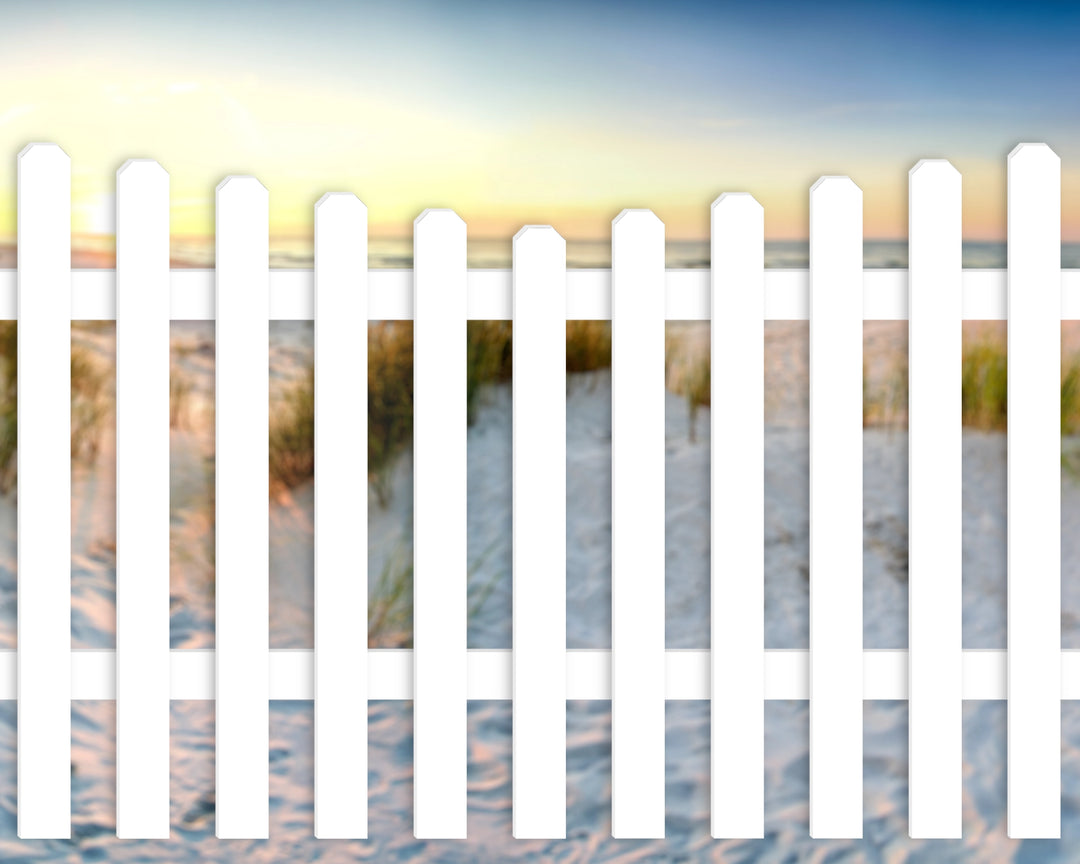 Concaved Style Plastic Picket Fence Panel - 46" Tall - exteriorplastics - Fence Panels - plastic fencing - coastal decoration - nautical decorations - beach house decorations - Florida landscaping - coastal landscaping - nautical landscaping - nautical fences - nautical gates - home improvement - home decor - fencing and barriers