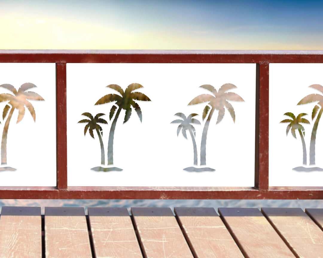 Palm Tree Plastic Fence Panel Insert - exteriorplastics - Fence Panels - plastic fencing - coastal decoration - nautical decorations - beach house decorations - Florida landscaping - coastal landscaping - nautical landscaping - nautical fences - nautical gates - home improvement - home decor - fencing and barriers