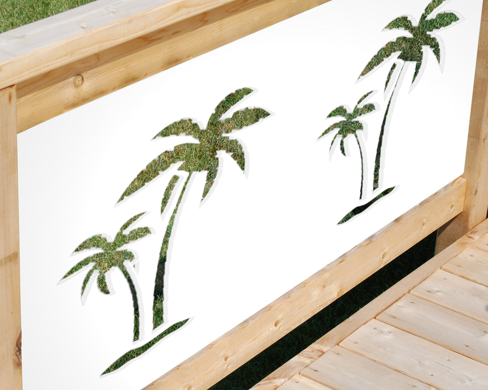 Palm Tree Plastic Fence Panel Insert - exteriorplastics - Fence Panels - plastic fencing - coastal decoration - nautical decorations - beach house decorations - Florida landscaping - coastal landscaping - nautical landscaping - nautical fences - nautical gates - home improvement - home decor - fencing and barriers