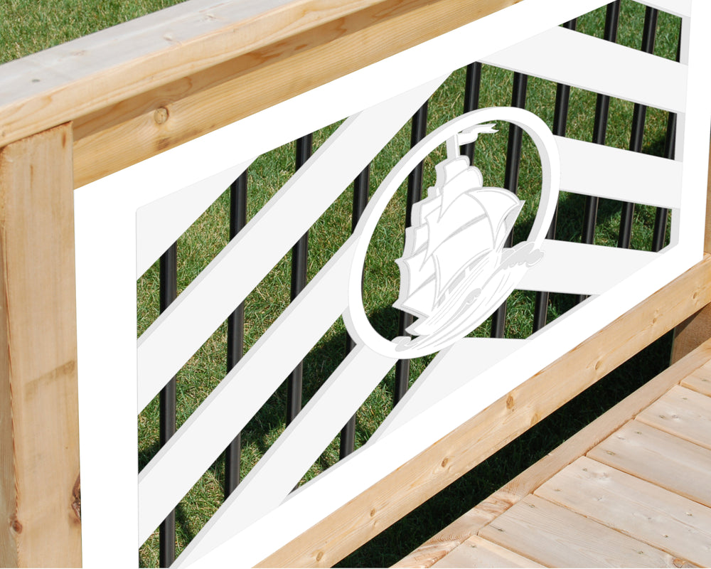 Pirate Ship Plastic Fence Panel Insert - exteriorplastics - Fence Panels - plastic fencing - coastal decoration - nautical decorations - beach house decorations - Florida landscaping - coastal landscaping - nautical landscaping - nautical fences - nautical gates - home improvement - home decor - fencing and barriers