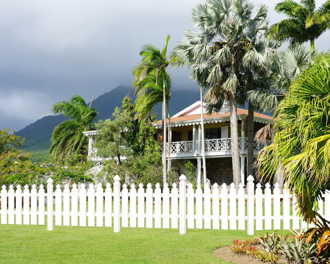 Pineapple Plastic Picket Fence Panel - 36" Tall - exteriorplastics - Fence Panels - plastic fencing - coastal decoration - nautical decorations - beach house decorations - Florida landscaping - coastal landscaping - nautical landscaping - nautical fences - nautical gates - home improvement - home decor - fencing and barriers