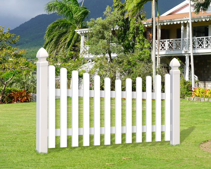 Concaved Style Plastic Picket Fence Panel - 46" Tall - exteriorplastics - Fence Panels - plastic fencing - coastal decoration - nautical decorations - beach house decorations - Florida landscaping - coastal landscaping - nautical landscaping - nautical fences - nautical gates - home improvement - home decor - fencing and barriers