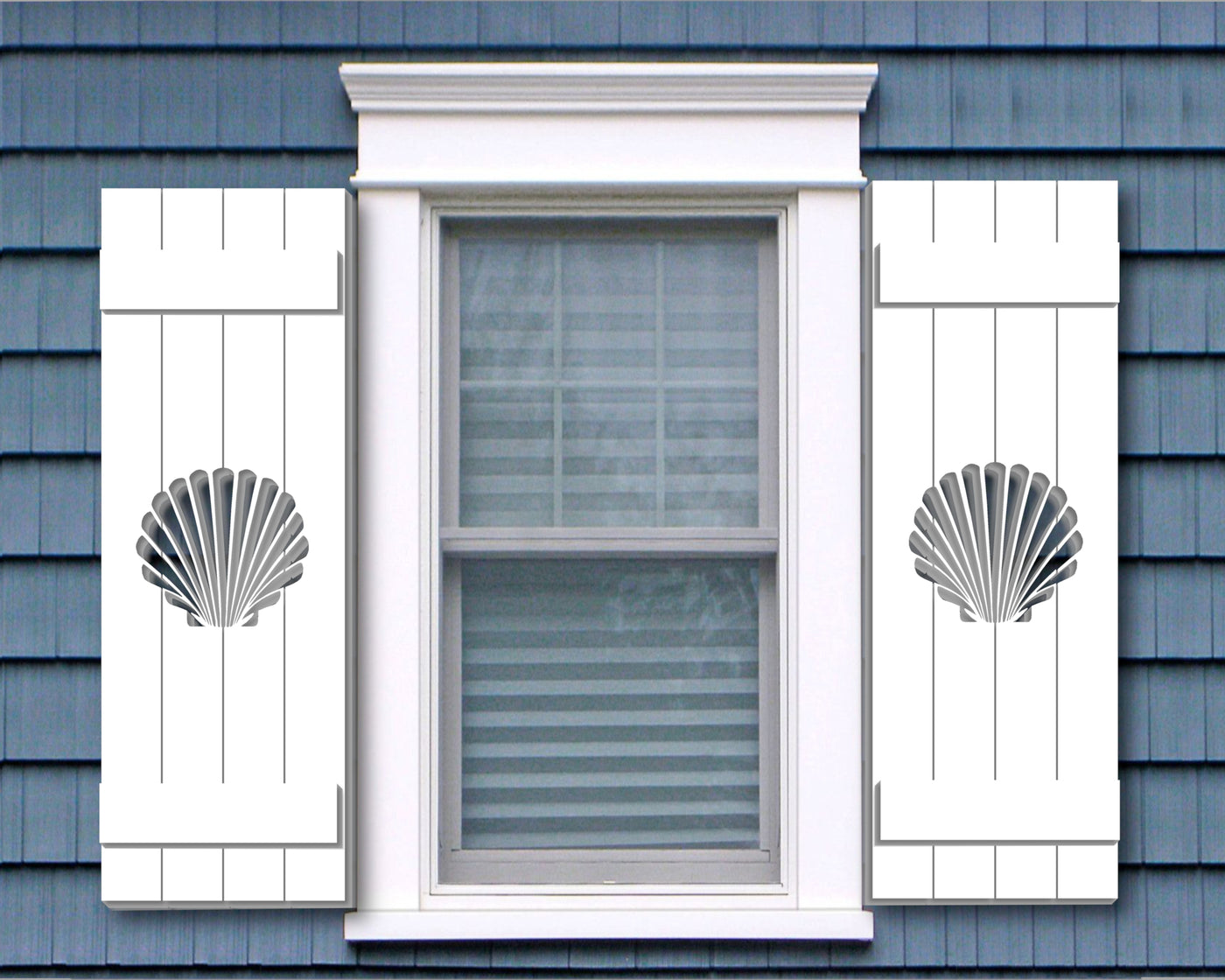 Seashell Design Weather Resistant Plastic Window Shutters (Sold in Pairs) - exteriorplastics - Mailbox Accessories