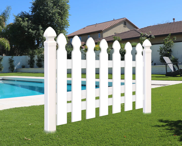 Spade Style Plastic Picket Fence Panel - 36" Tall - exteriorplastics - Fence Panels - plastic fencing - coastal decoration - nautical decorations - beach house decorations - Florida landscaping - coastal landscaping - nautical landscaping - nautical fences - nautical gates - home improvement - home decor - fencing and barriers